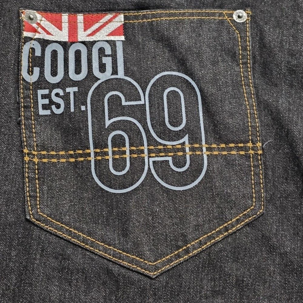 COOGI Mens Dark Wash Blue Jeans Size 44 Straight Leg Embroidered Logo Denim Y2K - Picture 10 of 12